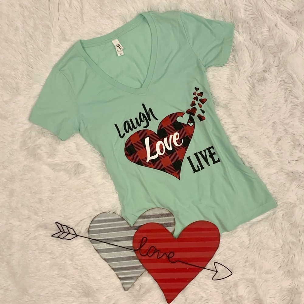 Laugh Love Live Fitted Tee by Golly Wally Designs